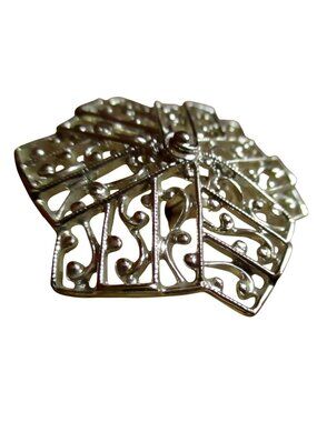 True Vintage Clip-On Earrings Silver-Tone Estate Granny MCM Filigree Fan Design